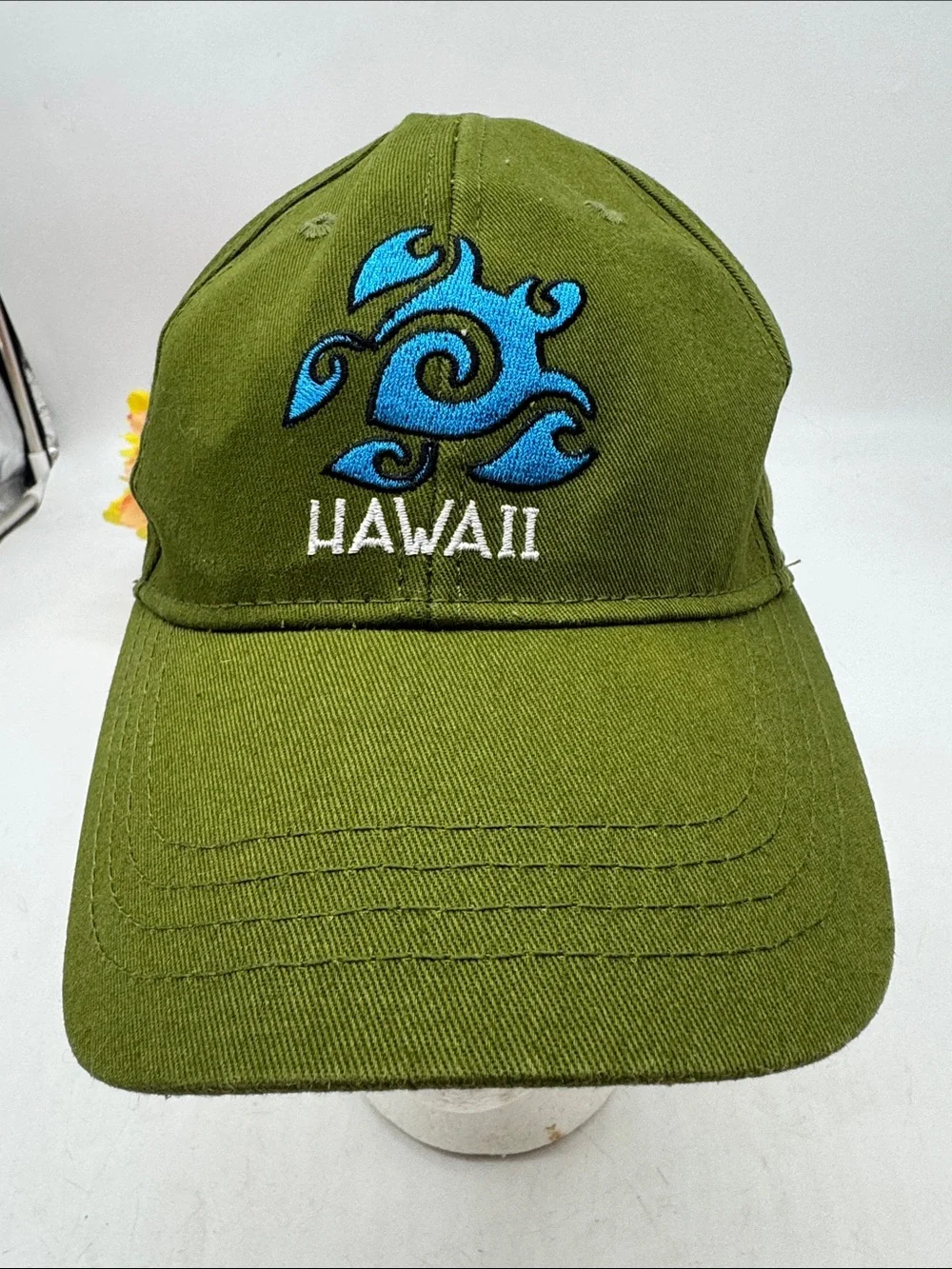 Hawiian Headwear Hawaii Embroidered Olive Green Baseball Cap